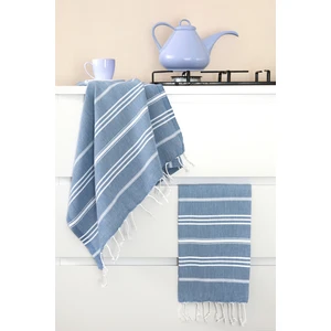 Miracolo Home Sultan Peşkir 2'li Set Beyaz Kurulama Bezi Çizgili