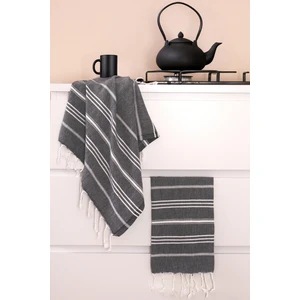 Miracolo Home Sultan Peşkir 2'li Set Beyaz Kurulama Bezi Çizgili