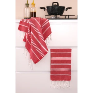 Miracolo Home Sultan Peşkir 2'li Set Beyaz Kurulama Bezi Çizgili