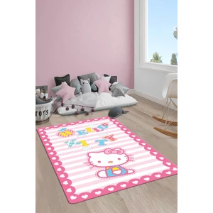 Doruklar Home Collection Kaymaz Taban Makinada Yıkanabilir Dijital Baskı Hello Kitty Desenli Çocuk Odası Halısı Dot Taban Halı