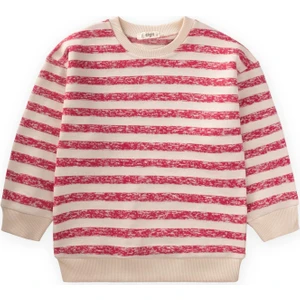 Melanj Çizgili Sweatshirt 2-7 Yaş Fuşya Çizgili