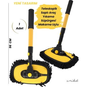 Yeni Tasarım Teleskopik Saplı Araç Yıkama Süpürgesi Makarna Uçlu – Uzatılabilir Yaylı Mikrofiber Fırça - 1 Adet