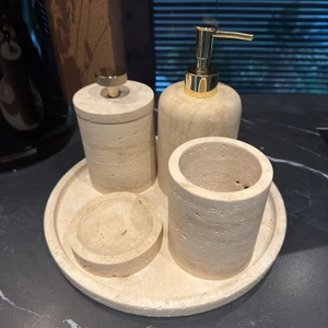 Traverten Mermer Beşli Banyo Seti ,traverten Banyo Seti, Lüks Hediyelik