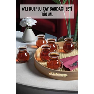 EW's Kitchenware 6'lı Keyfi Ala Borosilikat Cam Kulplu Çay Bardağı