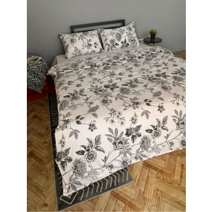 Çift Kişilik Nevresim Takımı I 200 x 220 I Zemin Siyah Çiçekli-Pembe