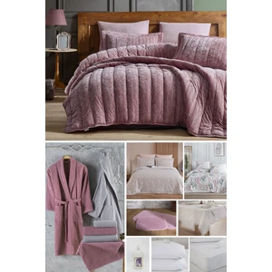 Elart çeyiz Paketi 48 Parça Kadife Comfort Royal Gülkurusu