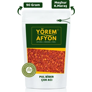 Yörem Afyon Meşhur Kahramanmaraş Köy Usulü Sezonunda Kurutulmuş Ipek Pul Biber Çok Acı | 90gr.