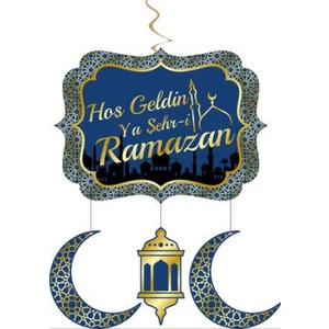 Hoşgeldin Ramazan Yazılı Kaligrafi Banner Gold Renkli Ramazan Bayramı Altın Renginde Süs