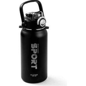 Okadı Sport Pipetli Siyah Paslanmaz Çelik Termos 1.3l