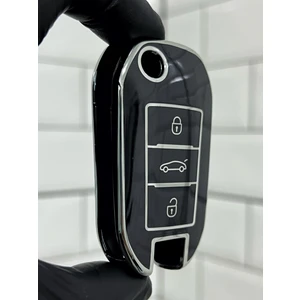 Citroen Berlingo C-Elysee C3 C4 Cactus Jumpy Sustalı Anahtar Kılıfı Siyah Gümüş