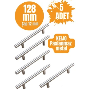 5 Adet Keijo Inox 128 mm Paslanmaz Kulp (Mobilya Dolap Kulbu Kulp Modeli)