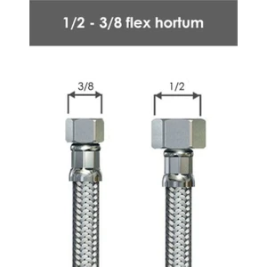 Nalbur Bakkal 3/8-1/2 Flex Paslanmaz Çelik Örgülü Hortum Klozet Taharet Kombi Hortum