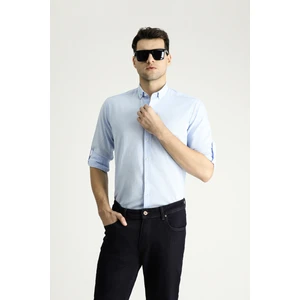 Uzun Kol Relax Fit Rahat Kesim Keten Görünümlü Pamuk Gömlek