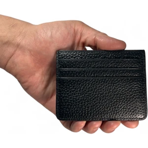 Hakiki Deri Siyah Para Bölmeli Unisex Kartlık Cüzdan