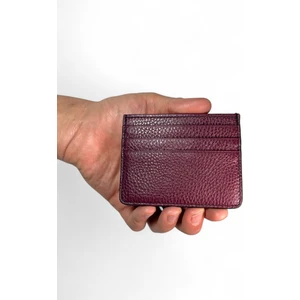 Hakiki Deri Bordo Para Bölmeli Unisex Kartlık Cüzdan