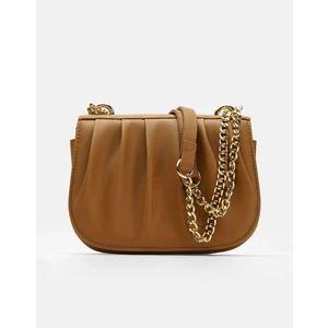 Büzgülü Hatlara Sahip Inci Saplı Deri Kadın Çanta