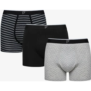 Erkek Siyah Çizgili Çok Renkli 3lü Boxer