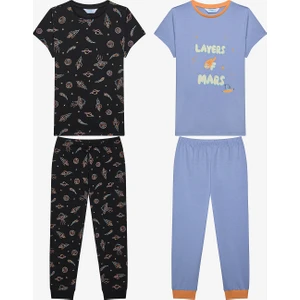 Pamuklu Erkek Çocuk Bubble 2li Çok Renkli Pijama Takımı