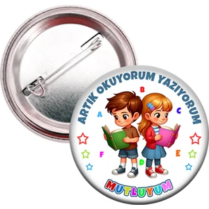 20 Adet - Okuma Bayramı Artık Okuyorum Yazıyorum Mutluyum Öğrenci Rozeti