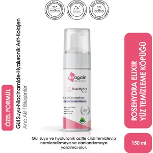 RoseHydra Elixir Yüz Temizleme Köpüğü, Hyaluronik Asit, Kolajen, Niacinamide 150 ml