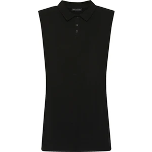 Polo Yaka Vatkalı Mini Elbise Siyah
