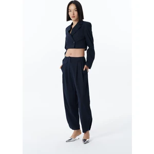 Pile Detaylı Jogger Pantolon Lacivert