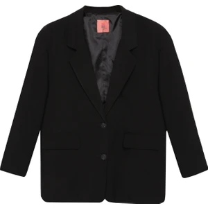 Çift Düğmeli Oversize Blazer Ceket Siyah