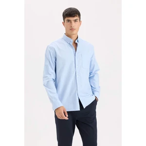 %100 Pamuk Regular Fit Polo Yaka Oxford Basic Düz Uzun Kollu Gömlek A8028AX25SP