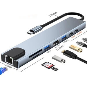 Macbook Pro Air Ipad Pro Air USB Type-C Hub Dönüştürücü Çoklayıcı USB Hdmi, Tf, Sd, Pd, Ethernet