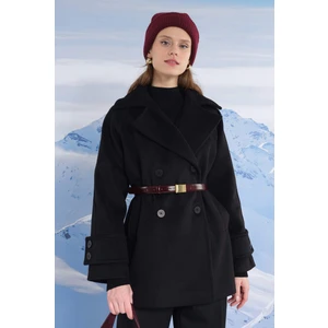 Kısa Kruvaze Kaban Siyah