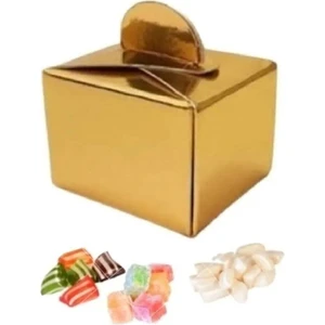 50 Adet Gold Renk Lokum ve Şeker Kutusu Altın Sarısı