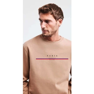 Erkek Paris Baskılı Bisiklet Yaka Sweatshirt