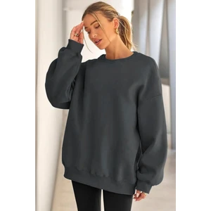 Kadın Bisiklet Yaka Basic Sweatshirt