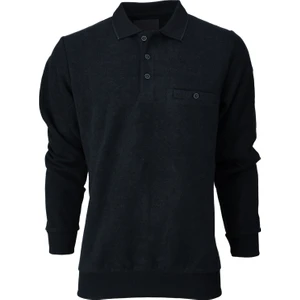 Erkek Kışlık Kazak Pamuklu Örme Düğmeli Polo Yaka Cepli Uzun Kollu Rennes Desenli Rahat