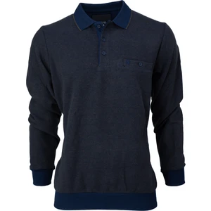 Erkek Kışlık Kazak Pamuklu Örme Düğmeli Polo Yaka Cepli Uzun Kollu Rennes Desenli Rahat