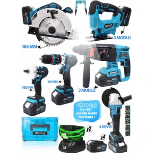 6lı Set 185 mm Daire Testereli ve USB Işıklı