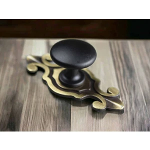 Dizayn House Antik Yaprak Siyah Düğme Çekmece Kulpu