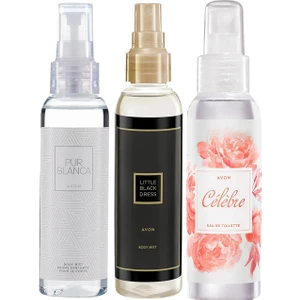 Kadın Vücut Spreyi Seti - Little Black Dress, Pur Blanca ve Celebre Ferah Çiçeksi Parfüm (3×100 ml)
