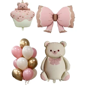 Baby Shower Retro Ayıcık Temalı Kız Bebek Kutlama Seti