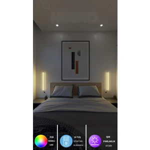 2 Adet Mini Duvar Aplik Uzaktan Kumandalı Rgb LED 16 Renk