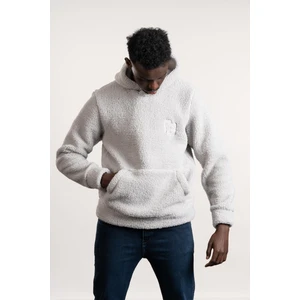 Kapşonlu Kanguru Cepli Slimfit Peluş Sweatshirt