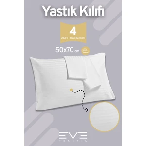 4 Adet Çizgili Pamuk Saten Antibakteriyel Fermuarlı Yıkanabilir Otel Lüks Yastık Kılıfı 50x70cm