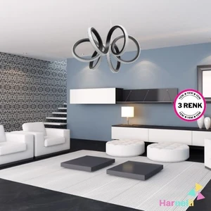 Modern Tasarım 30 cm Çap 3 Renk Yanabilen Ledli Avize