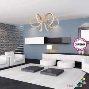 Modern Tasarım 30 cm Çap 3 Renk Yanabilen Ledli Avize