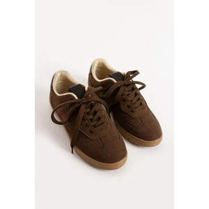 Yula Fashion Shoes Lera Kadın Kahverengi Süet Günlük Sneaker