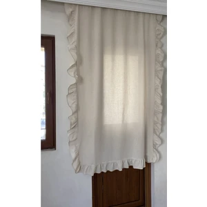Pamuk İdea Kenarları Fırfırlı  Pamuklu Vintage Natural Buldan Keten Perde - Tek Kanat - En  x  Boy