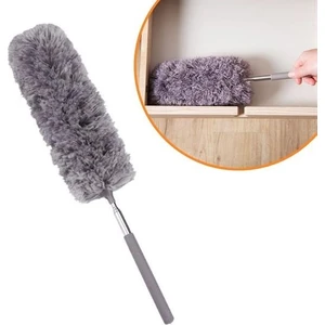 140 cm Teleskopik Uzatılabilir Mikrofiber Yumuşak Başlıklı Gri Toz Alma Fırçası  Toz Püskülü