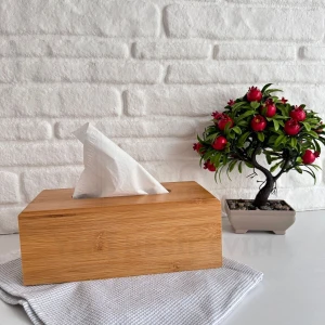 Yeninesilevim Bambu Ahşap Peçete Kutusu Kağıt Mendil Masaüstü Peçetelik 23*11*9 cm