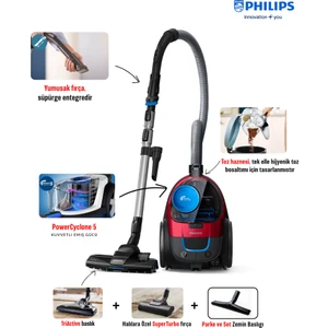 Philips powerpro Citytoz Torbasız Süpürge Alergy H13 Filtre,1.5l Kapasite, FC9331+TURBO Fırça+ Yedek Filitre Hediyeli