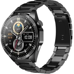 Wearfit Pro Gt4 Max Siyah Yuvarlak Spor Akıllı Saat 3 Kordonlı Çelik, Deri ve Silikon Kordon Huawei Samsung Apple iPhone